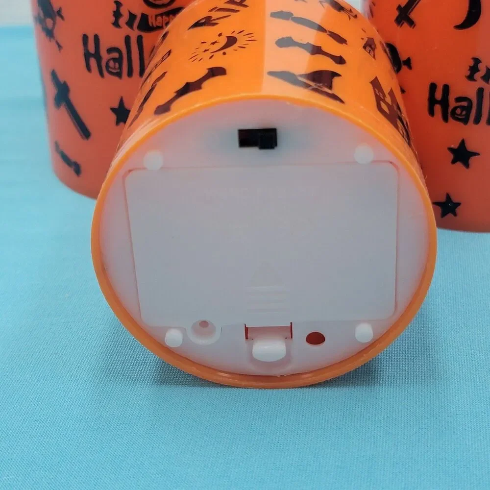 Halloween Flameless Candles Set of 3 Flickering LED Battery Orange 3-4.5